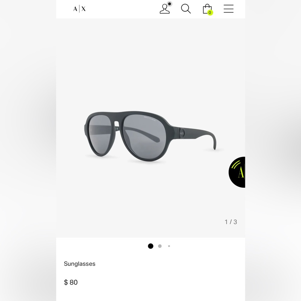 Armani Exchange sunglasses, unisex.  Excellent condition